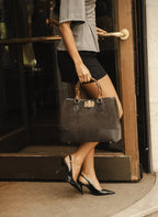 Large Handbag in Genuine Suede and Dollaro Leather