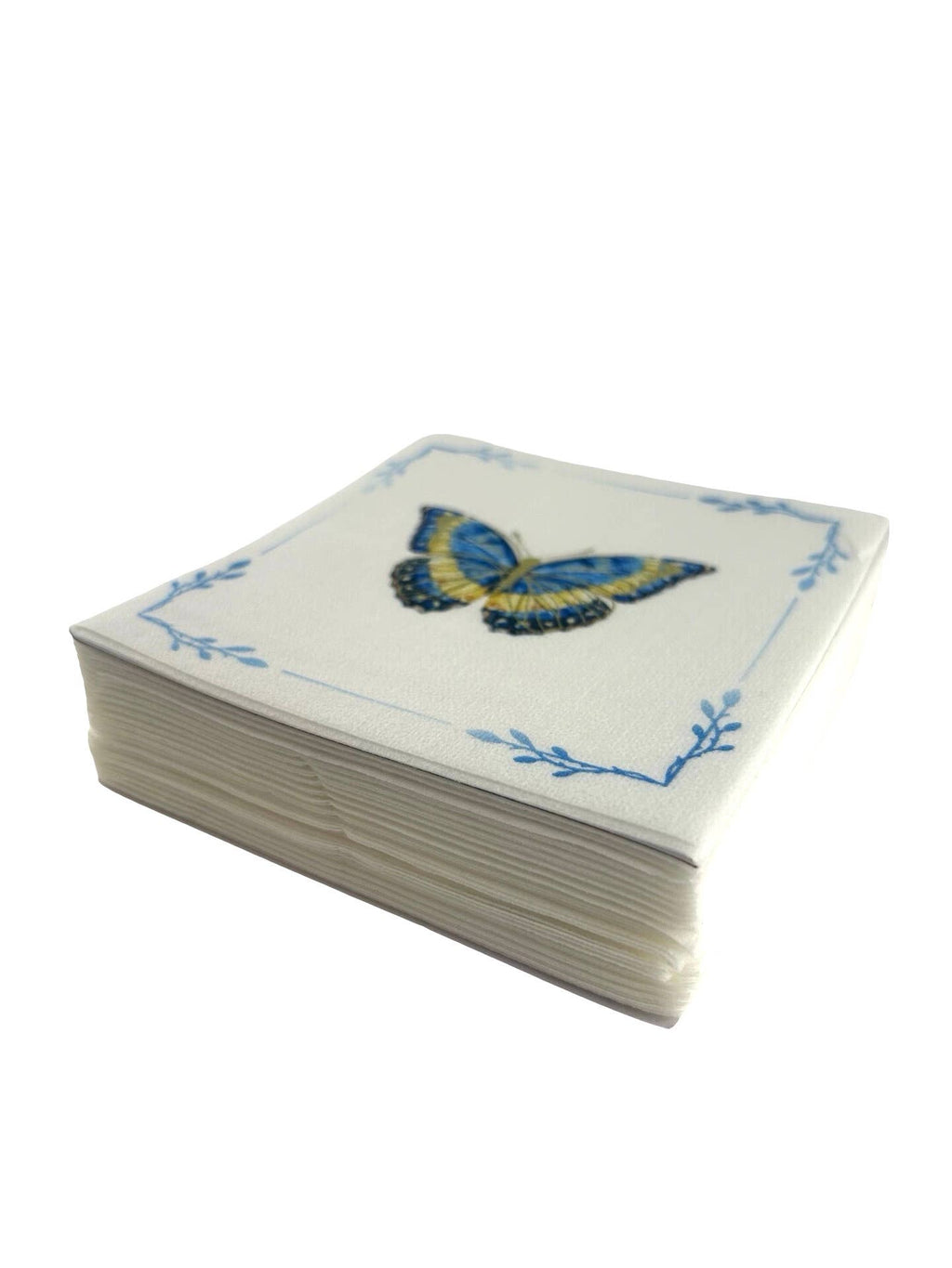 Linen-Feel Cocktail Napkins, Blue Butterfly