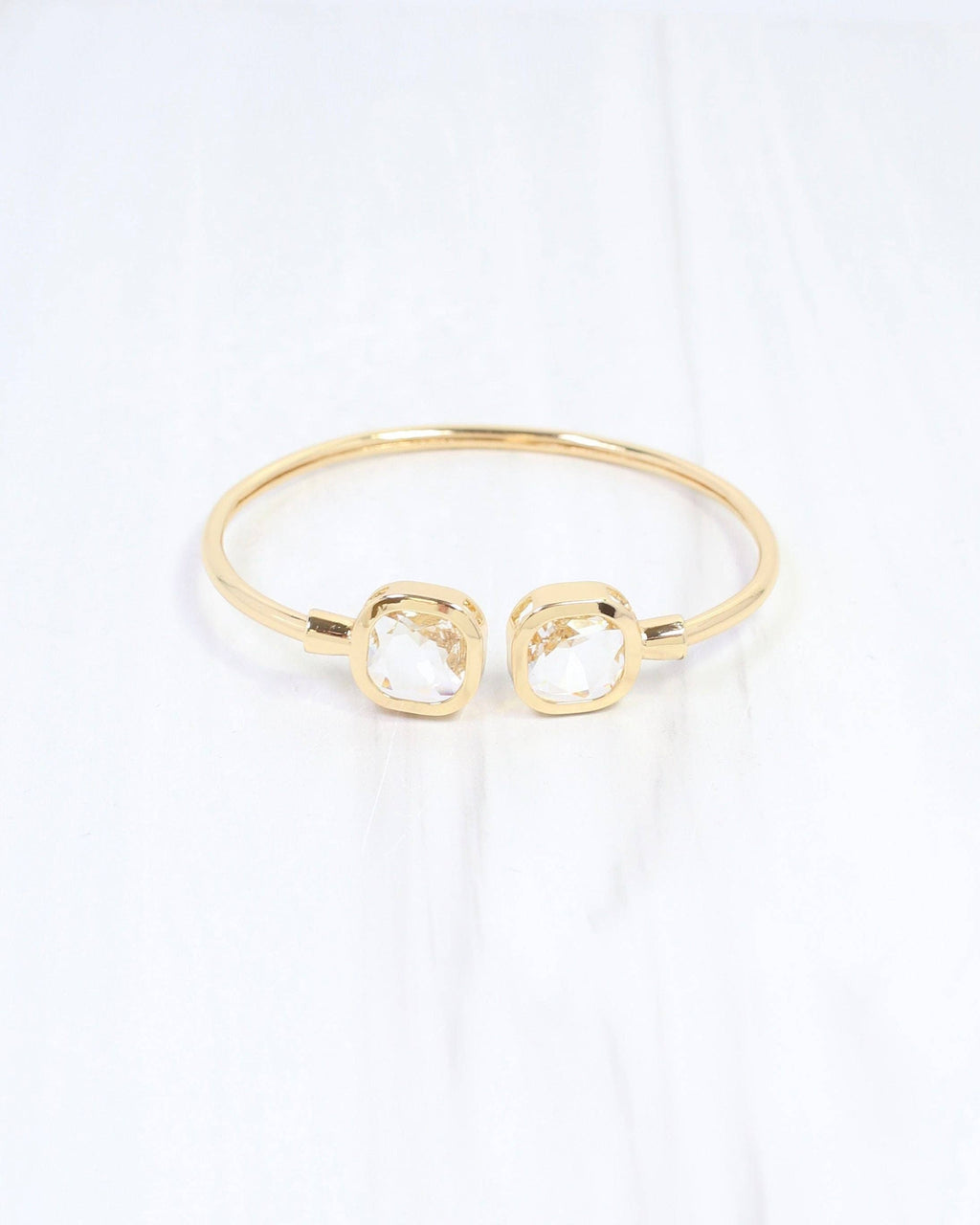 Kira Square Crystal Cuff Bracelet Clear