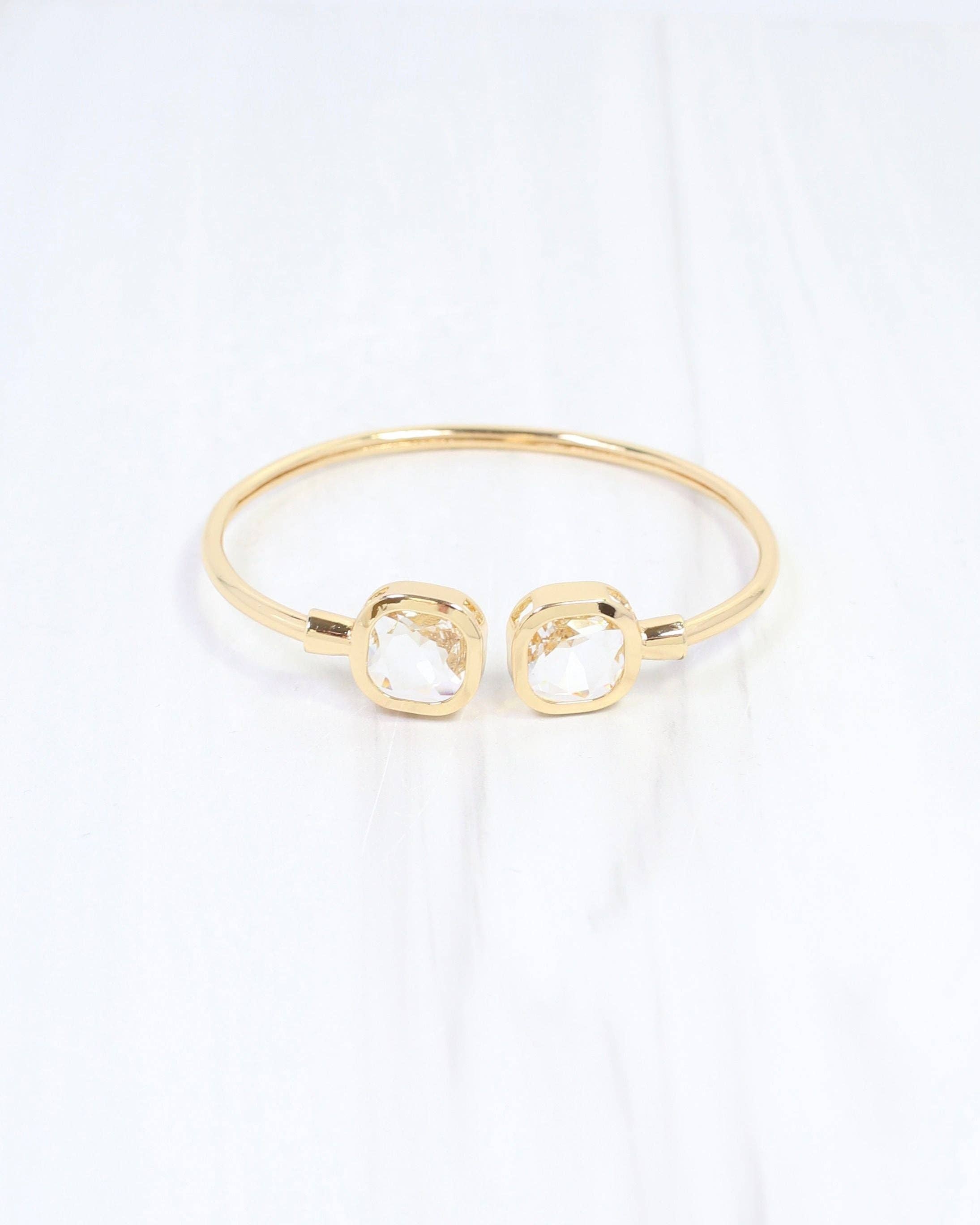 Kira Square Crystal Cuff Bracelet Clear