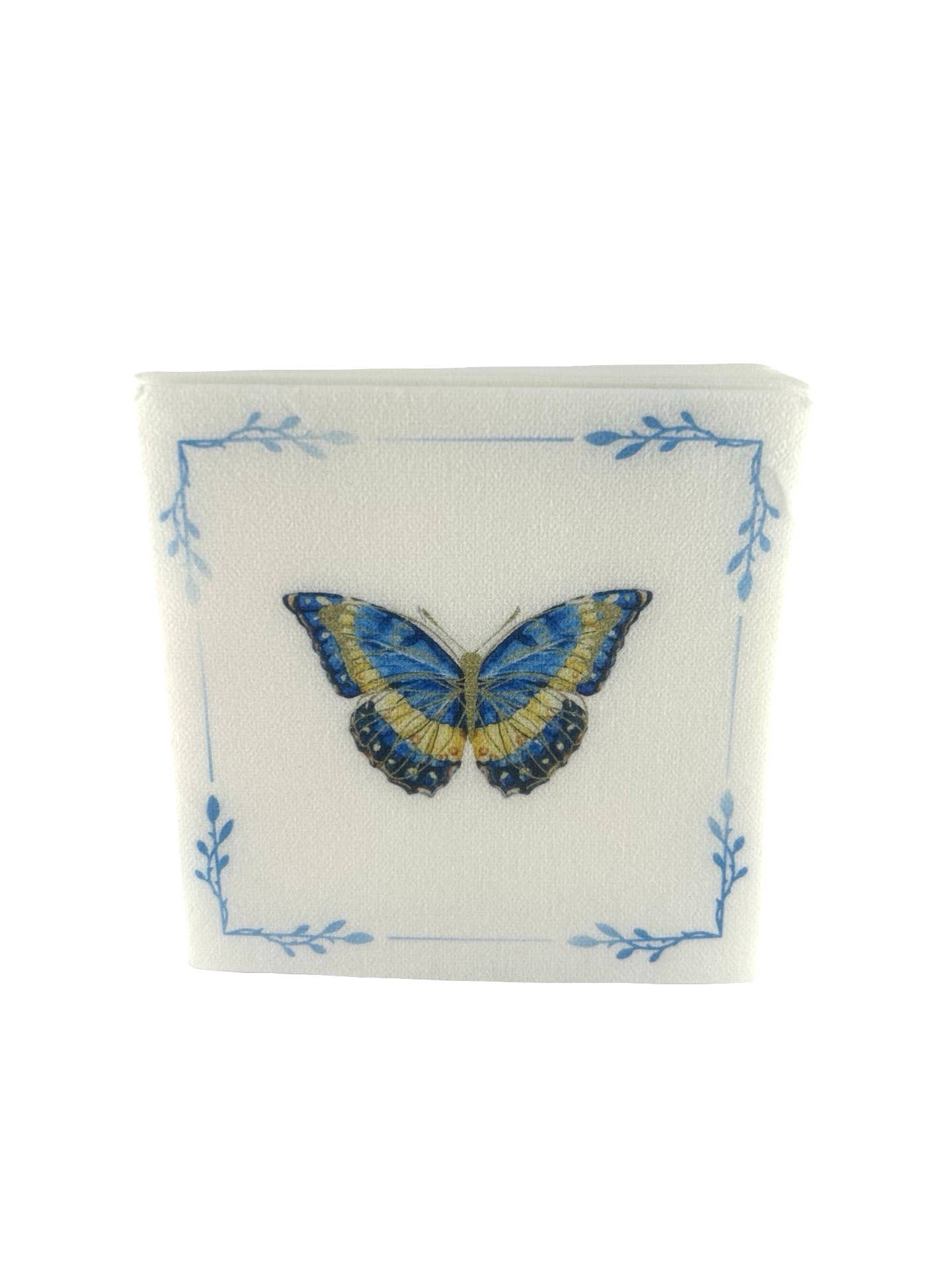 Linen-Feel Cocktail Napkins, Blue Butterfly