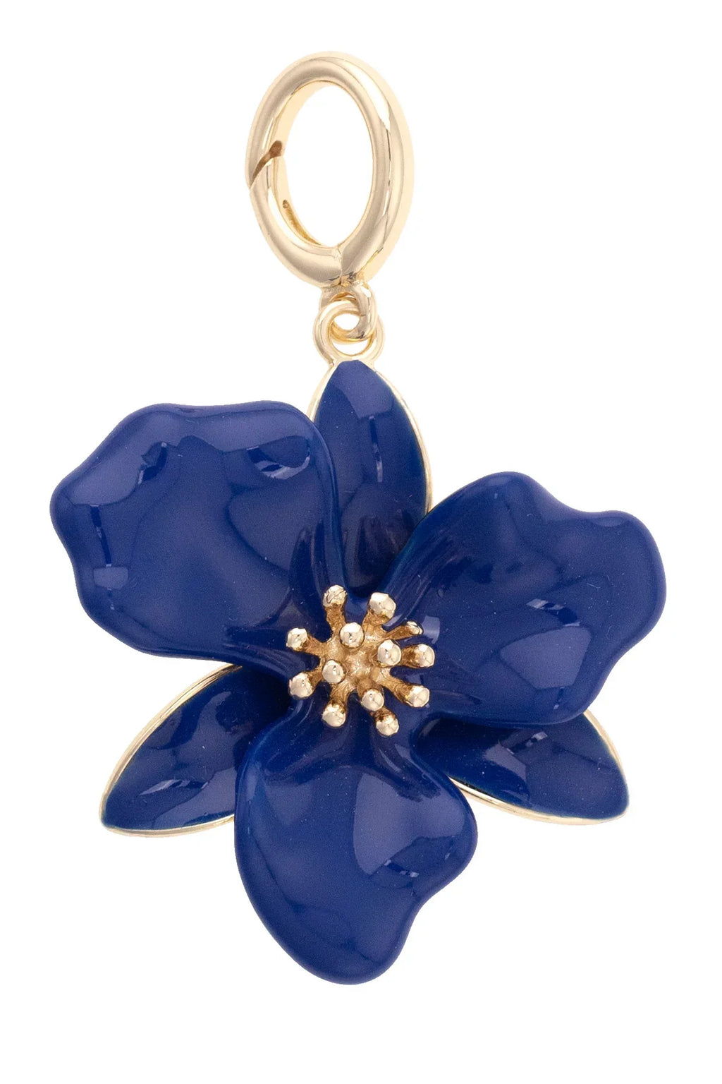 Flower Enamel Pendant Charm Navy