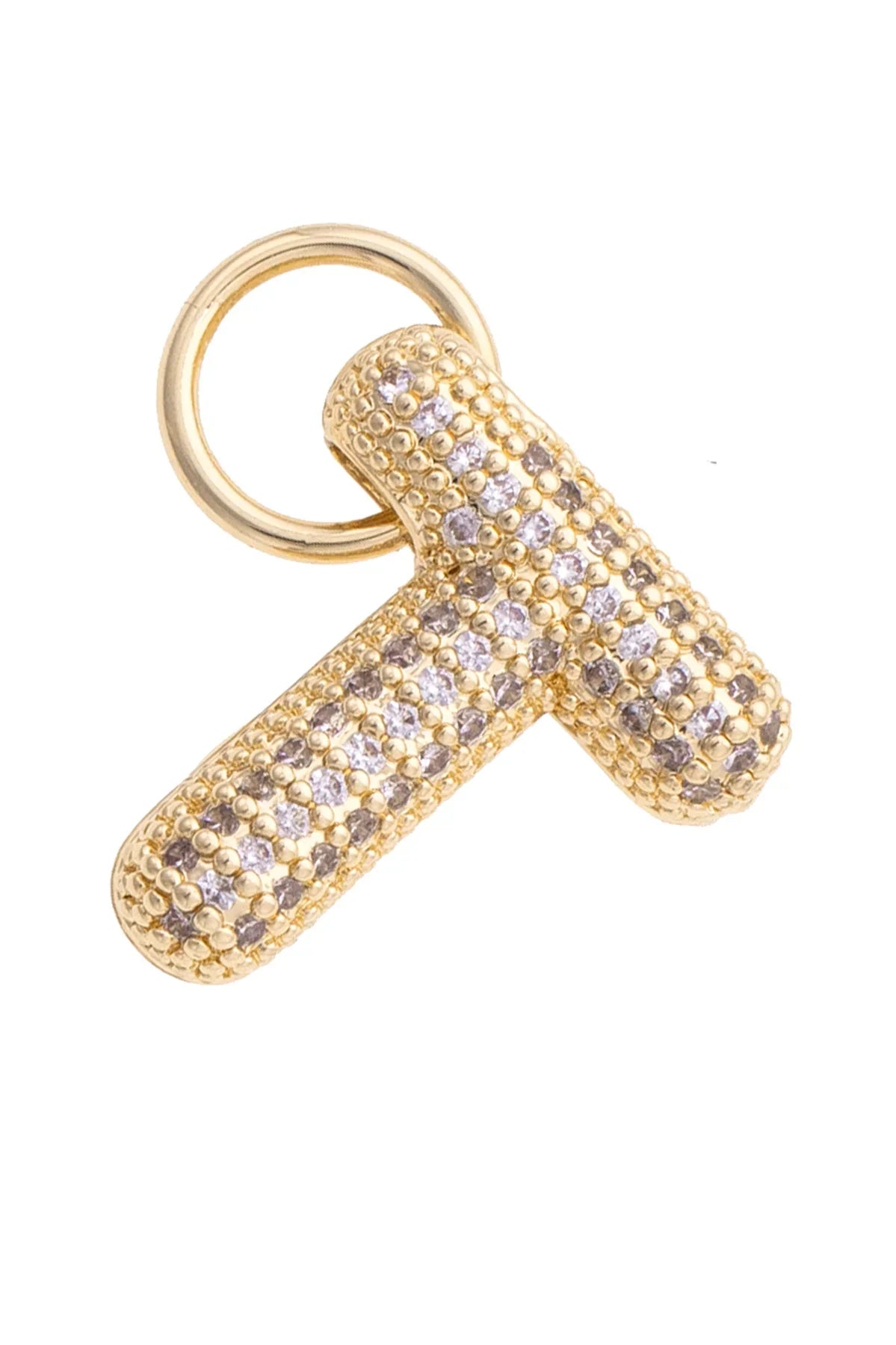 Letter T Pave Initial Charm