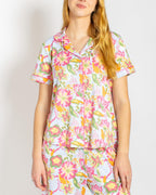Summer Bouquet Short Sleeve Button Up Sleep Shirt