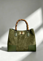 Large Handbag in Genuine Suede and Dollaro Leather