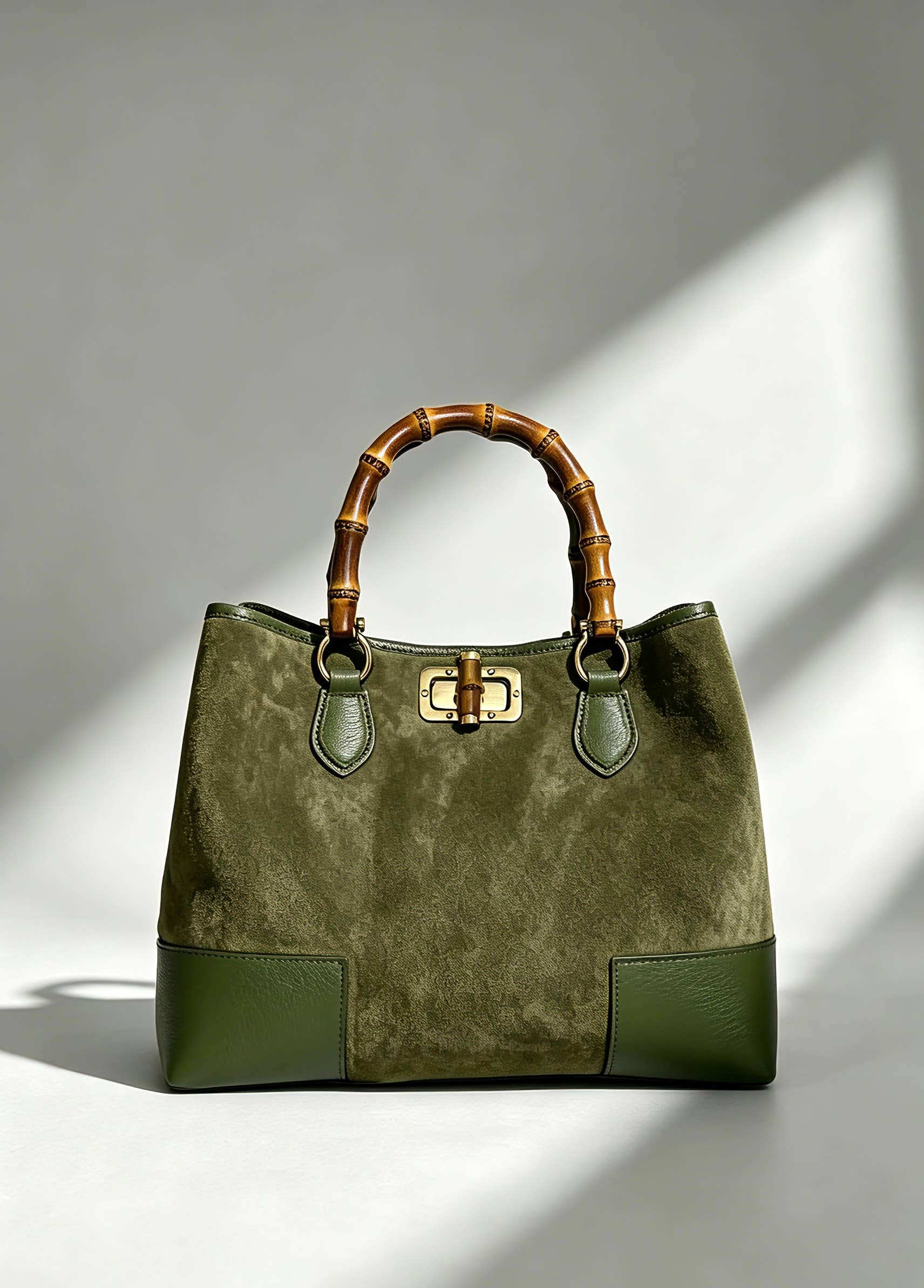 Large Handbag in Genuine Suede and Dollaro Leather