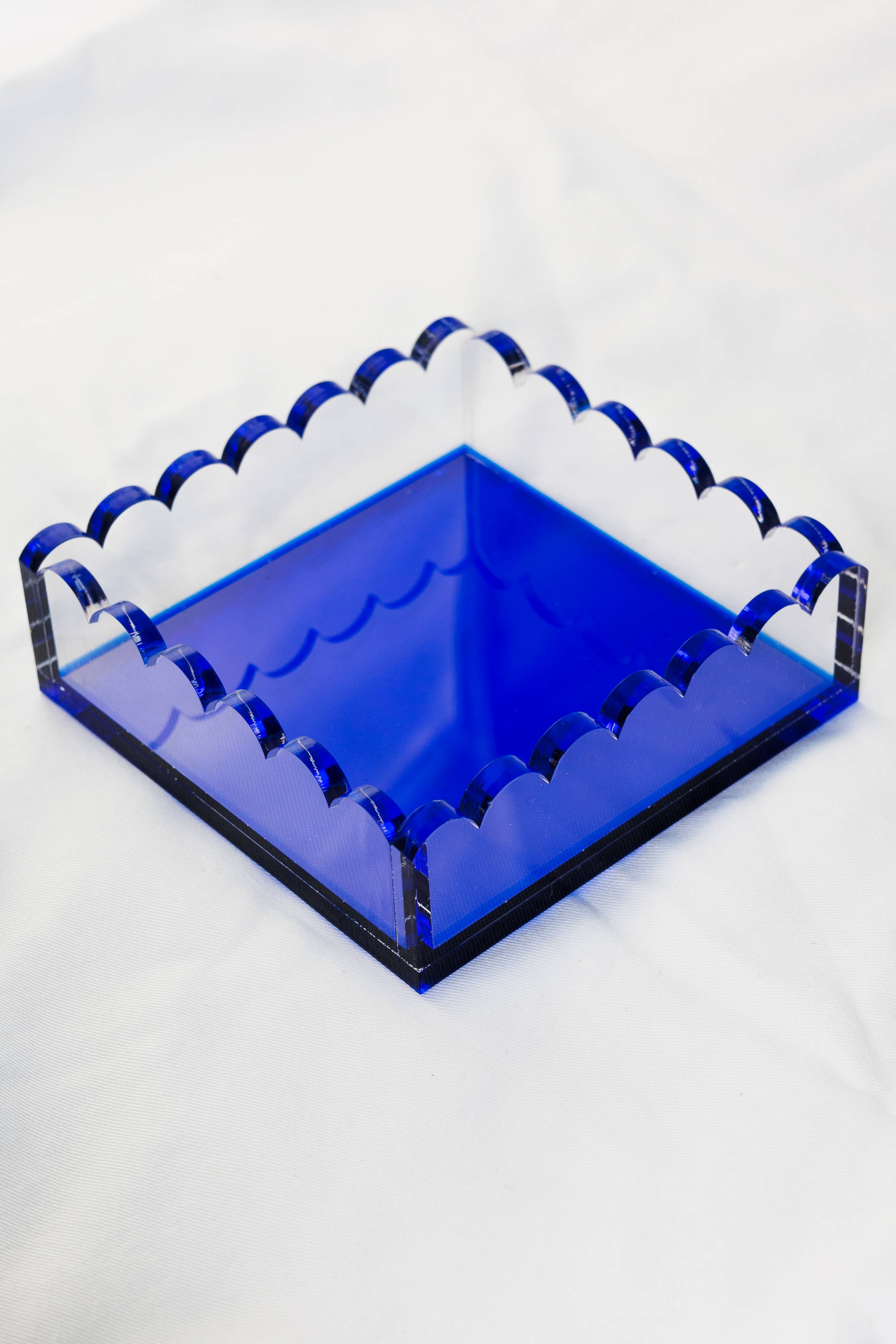 Cocktail Napkin Holder, Scalloped/Indigo