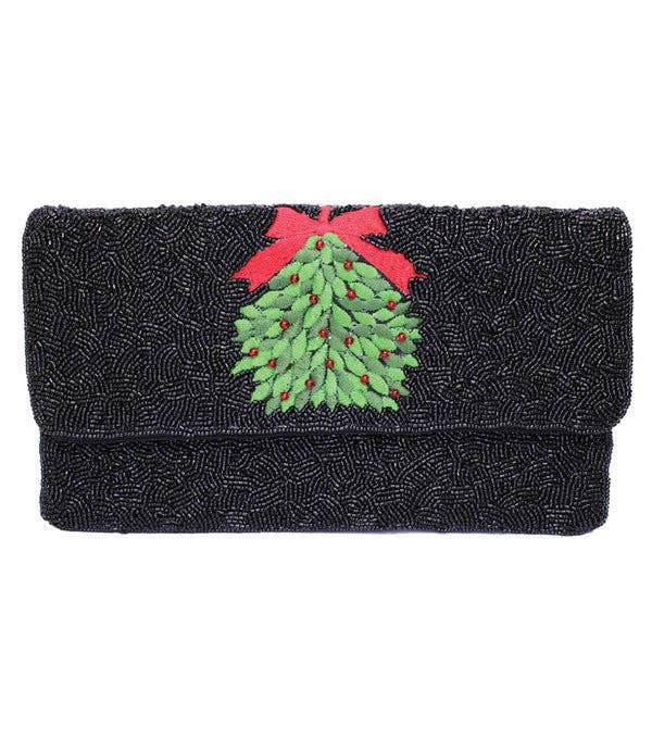 Black Mistletoe - Beaded Clutch - WS