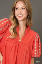 A Line Midi Dress with Embroidered Details