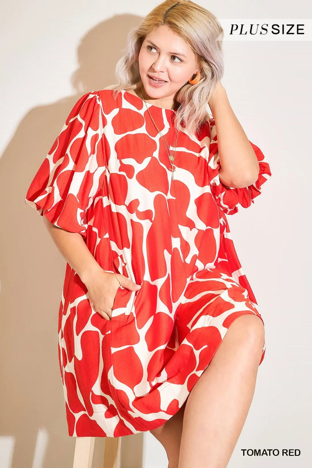 Two Tone Abstract Print Dress
