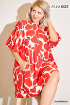 Two Tone Abstract Print Dress