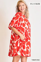 Two Tone Abstract Print Dress