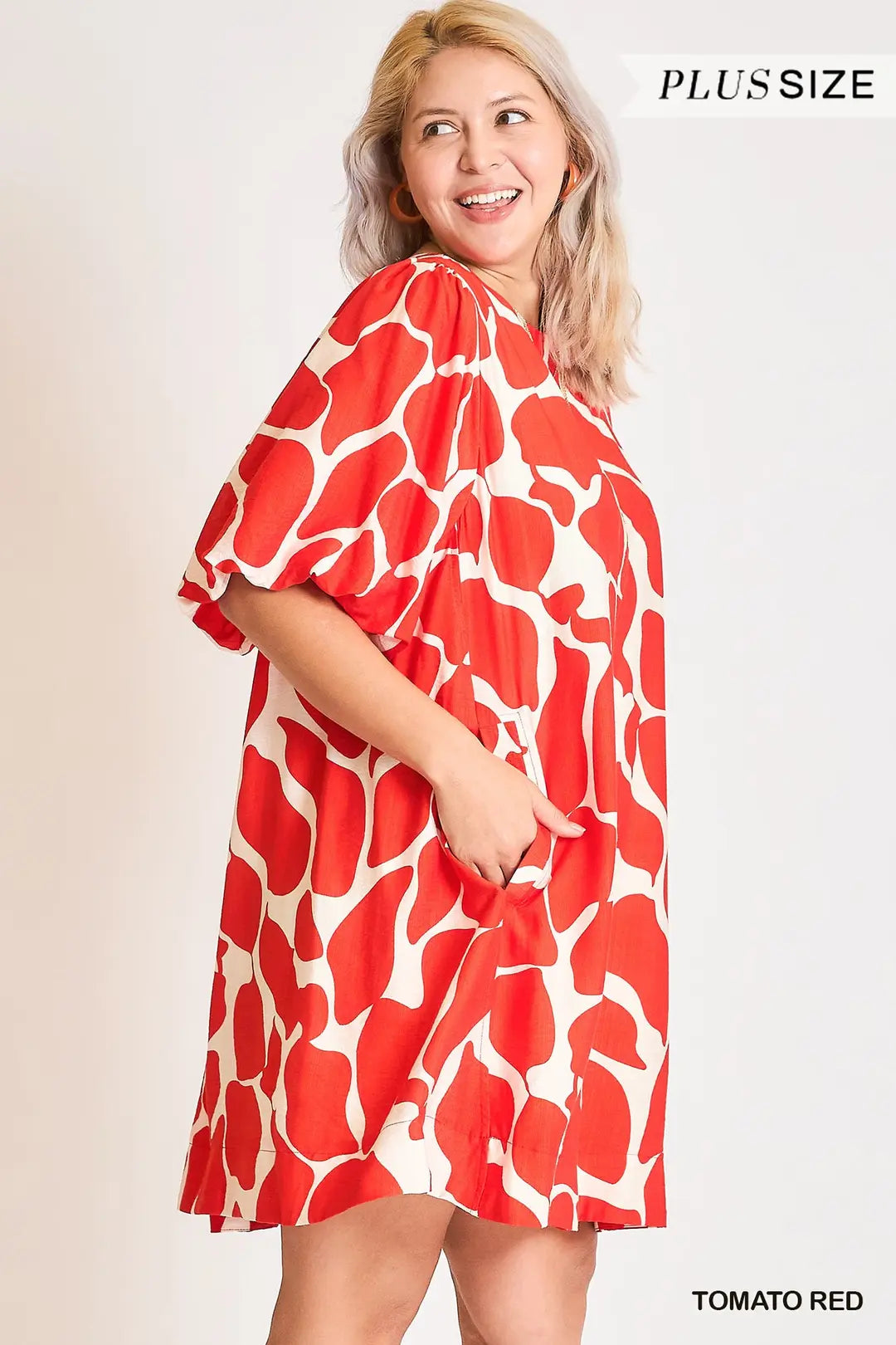 Two Tone Abstract Print Dress