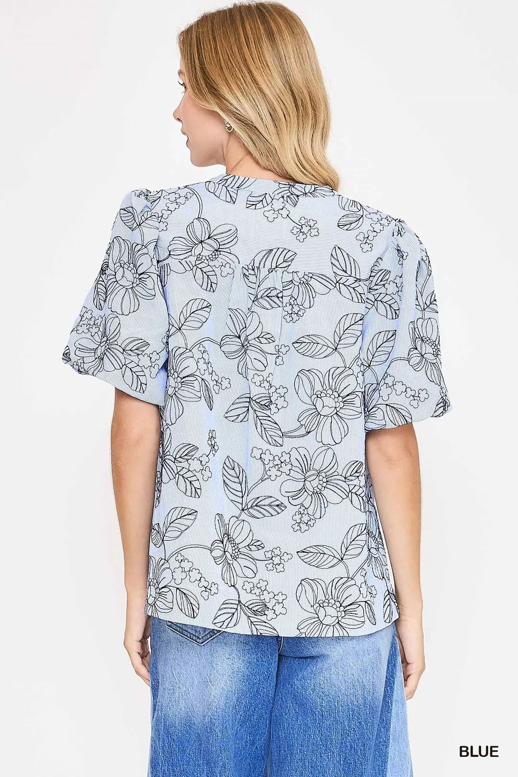 Embroidered Floral Print Blouse