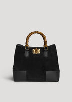 Large Handbag in Genuine Suede and Dollaro Leather
