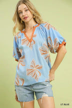 Plus Size Embroidered V-Neck Top