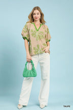 Embroidered V-Neck Top