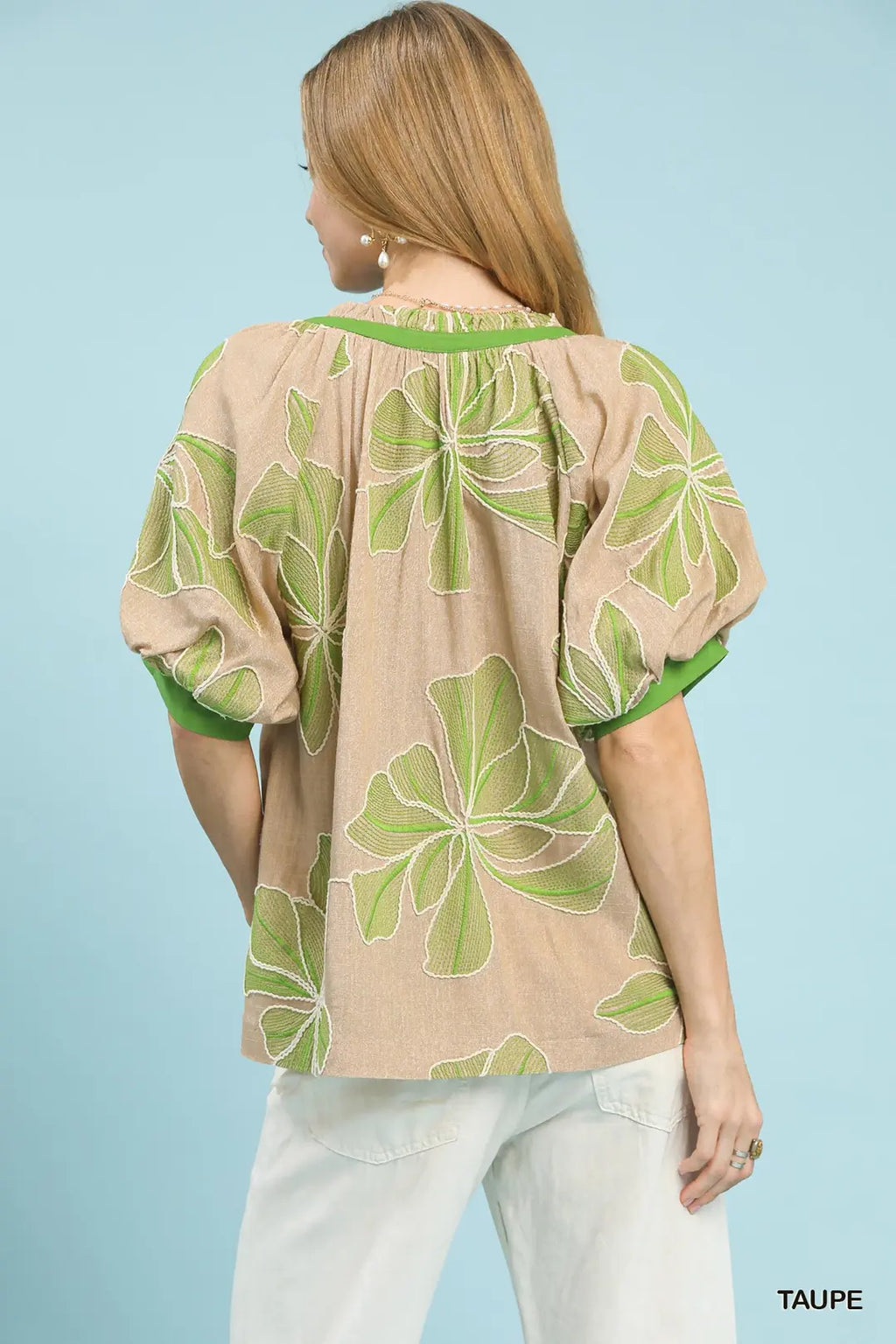 Embroidered V-Neck Top