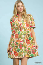 Jacquard Abstract Print Mini Dress