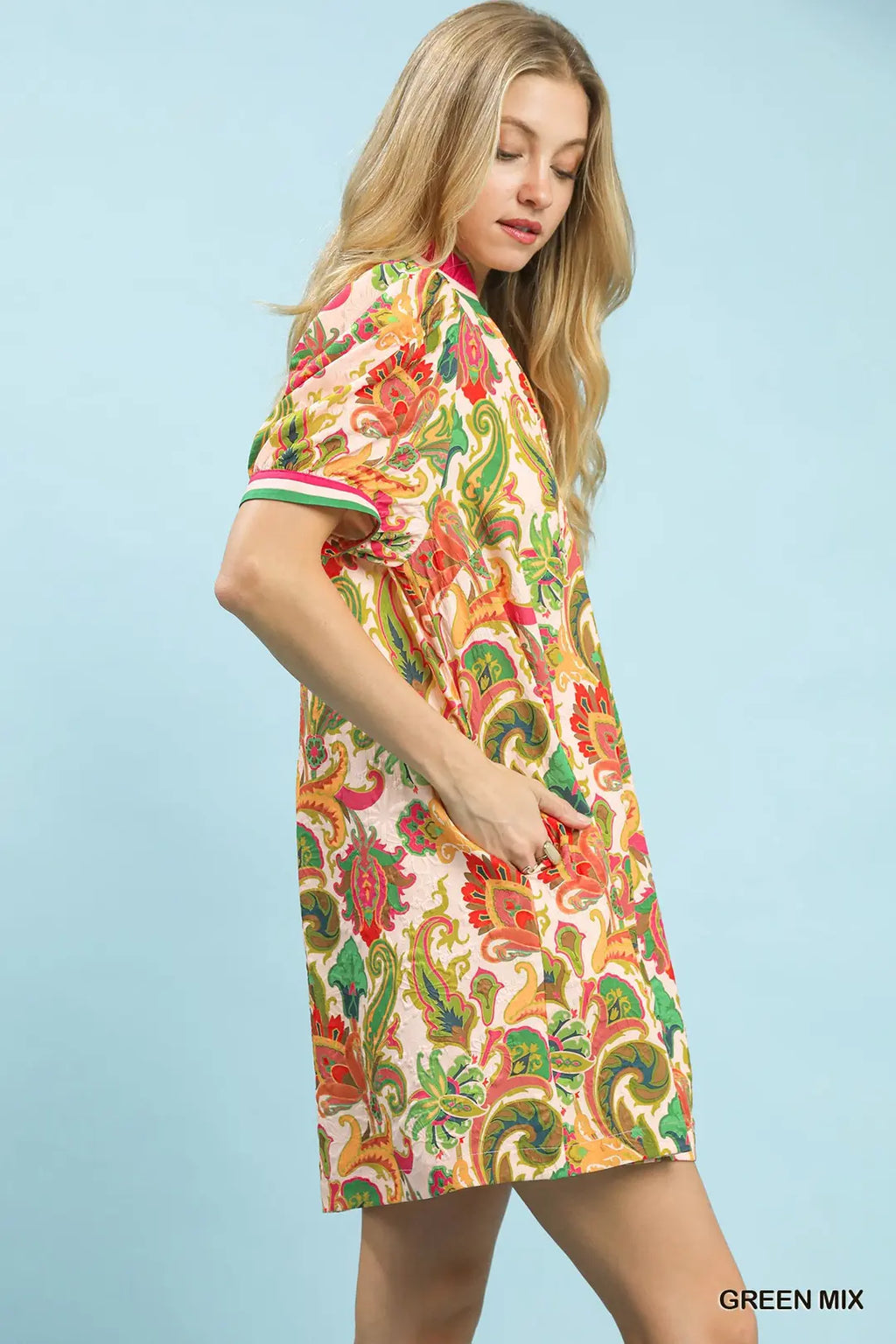 Jacquard Abstract Print Mini Dress