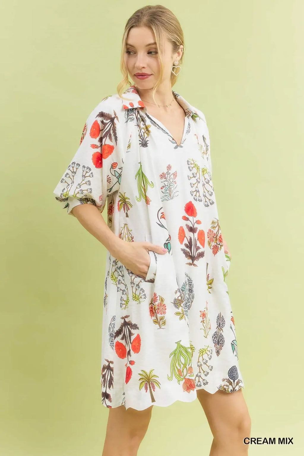 Floral Encyclopedia Print Mini Dress