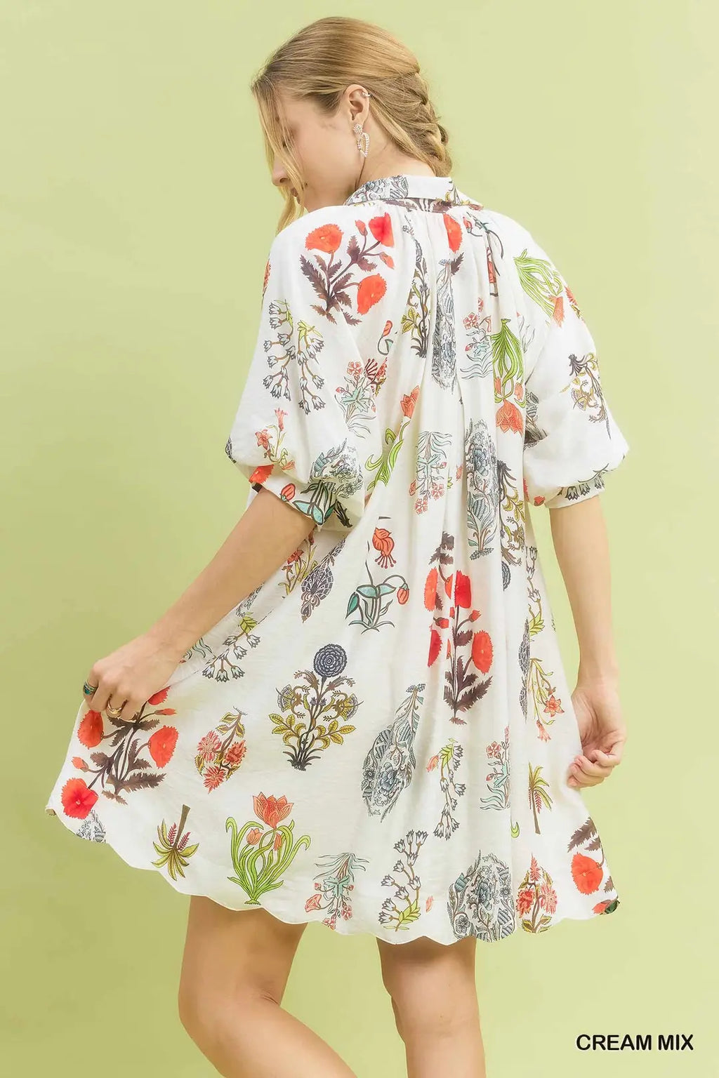 Floral Encyclopedia Print Mini Dress