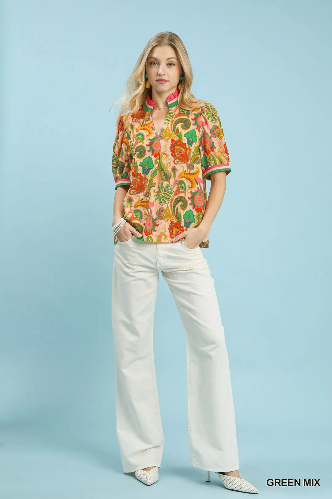 Jacquard Abstract Print Top