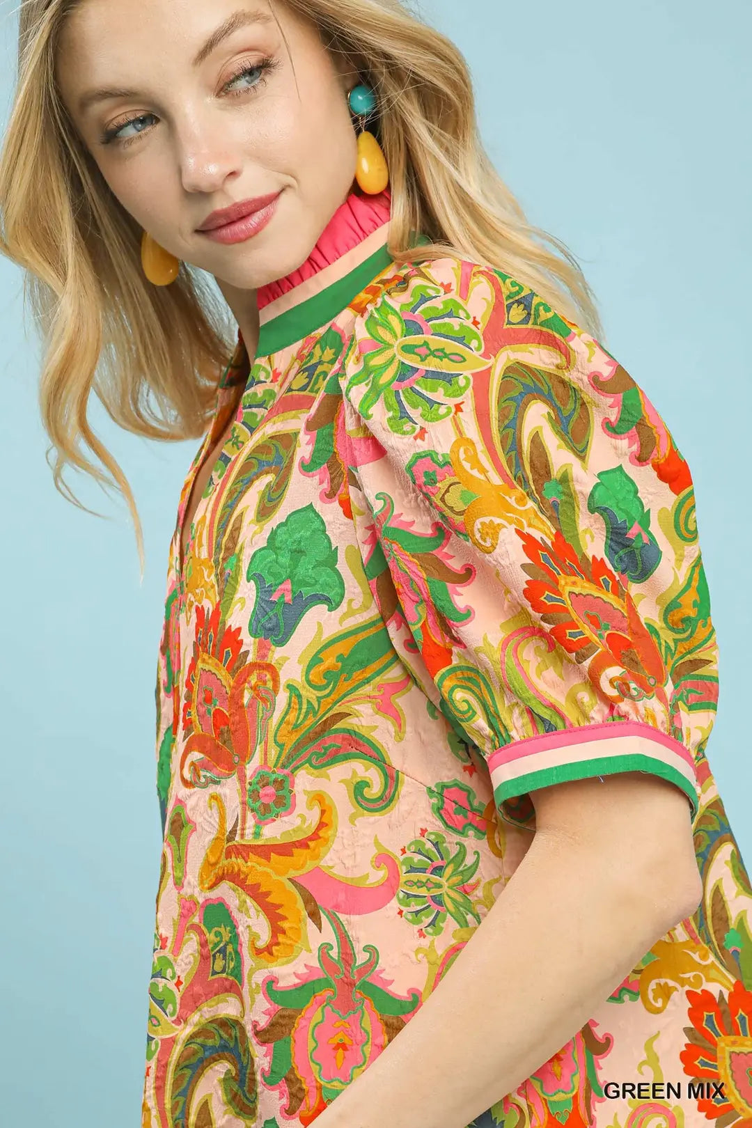 Jacquard Abstract Print Top