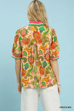 Jacquard Abstract Print Top