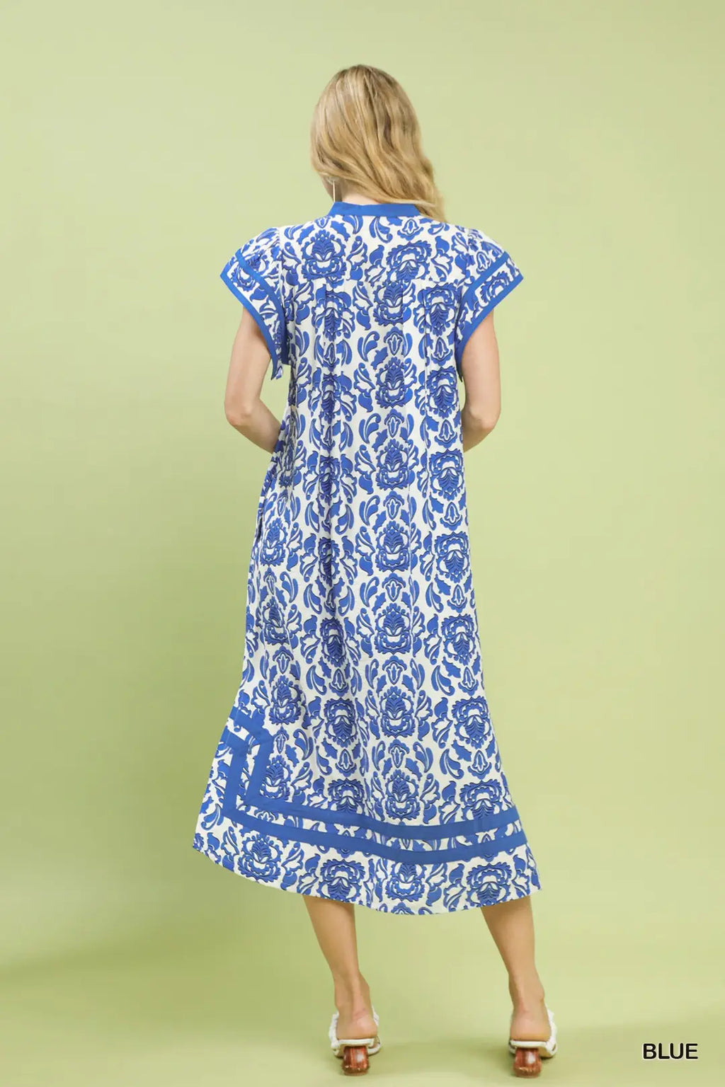 Abstract Two Tone Print Midi Dress