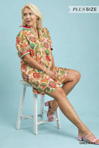Plus Size Jacquard Abstract Print Mini Dress