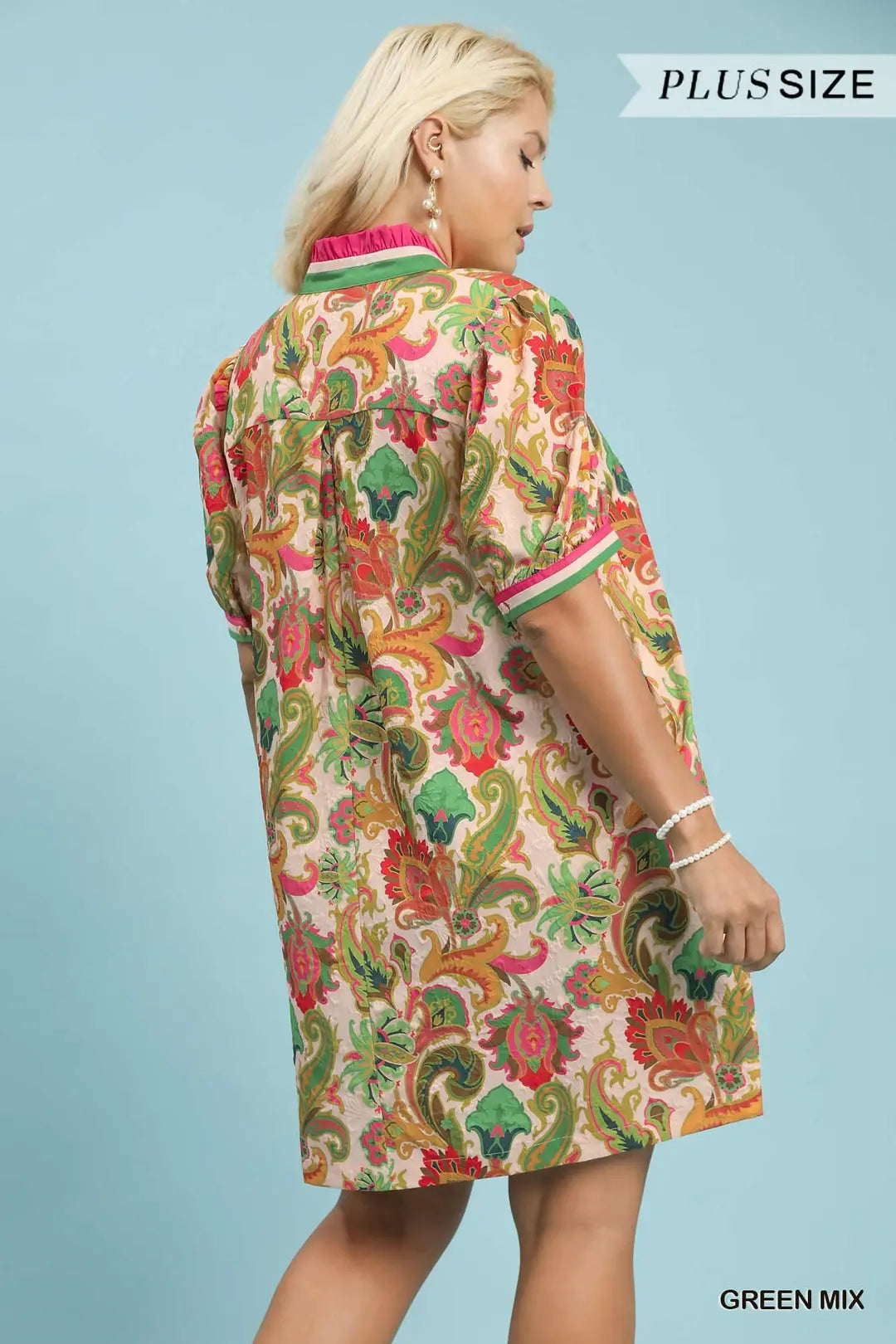 Plus Size Jacquard Abstract Print Mini Dress