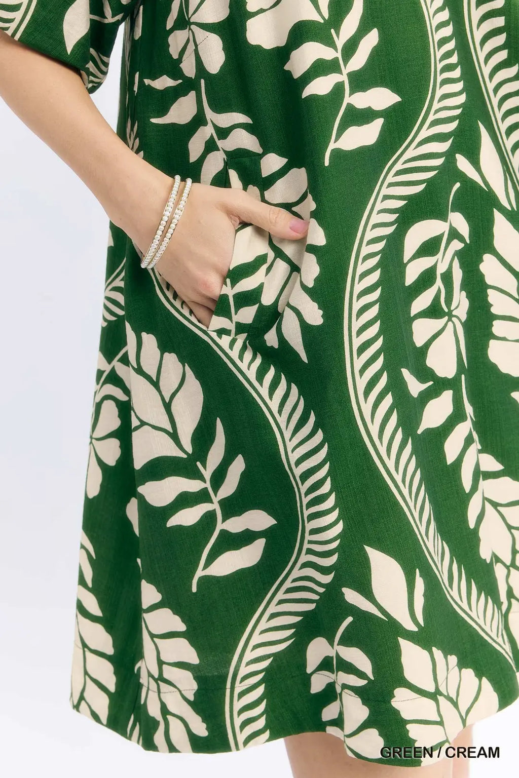 Leafy Ogee Print Short Dress