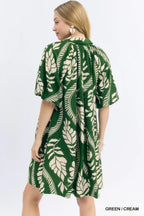 Leafy Ogee Print Short Dress