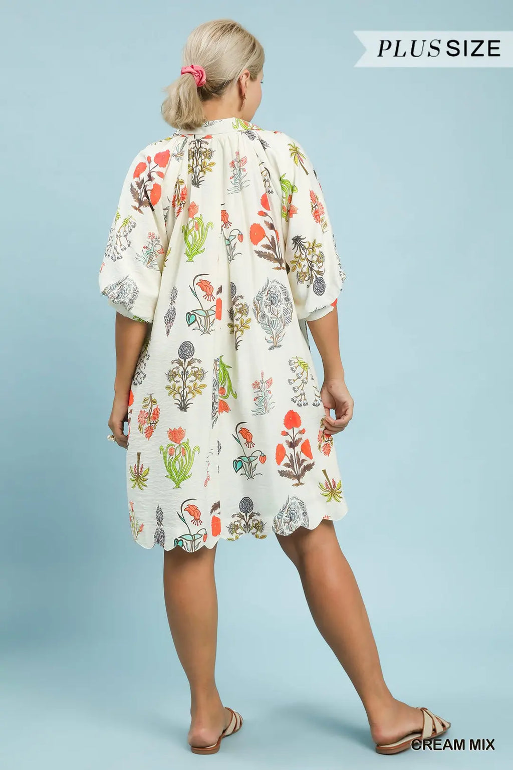 Plus Size Floral Encyclopedia Print Mini Dress