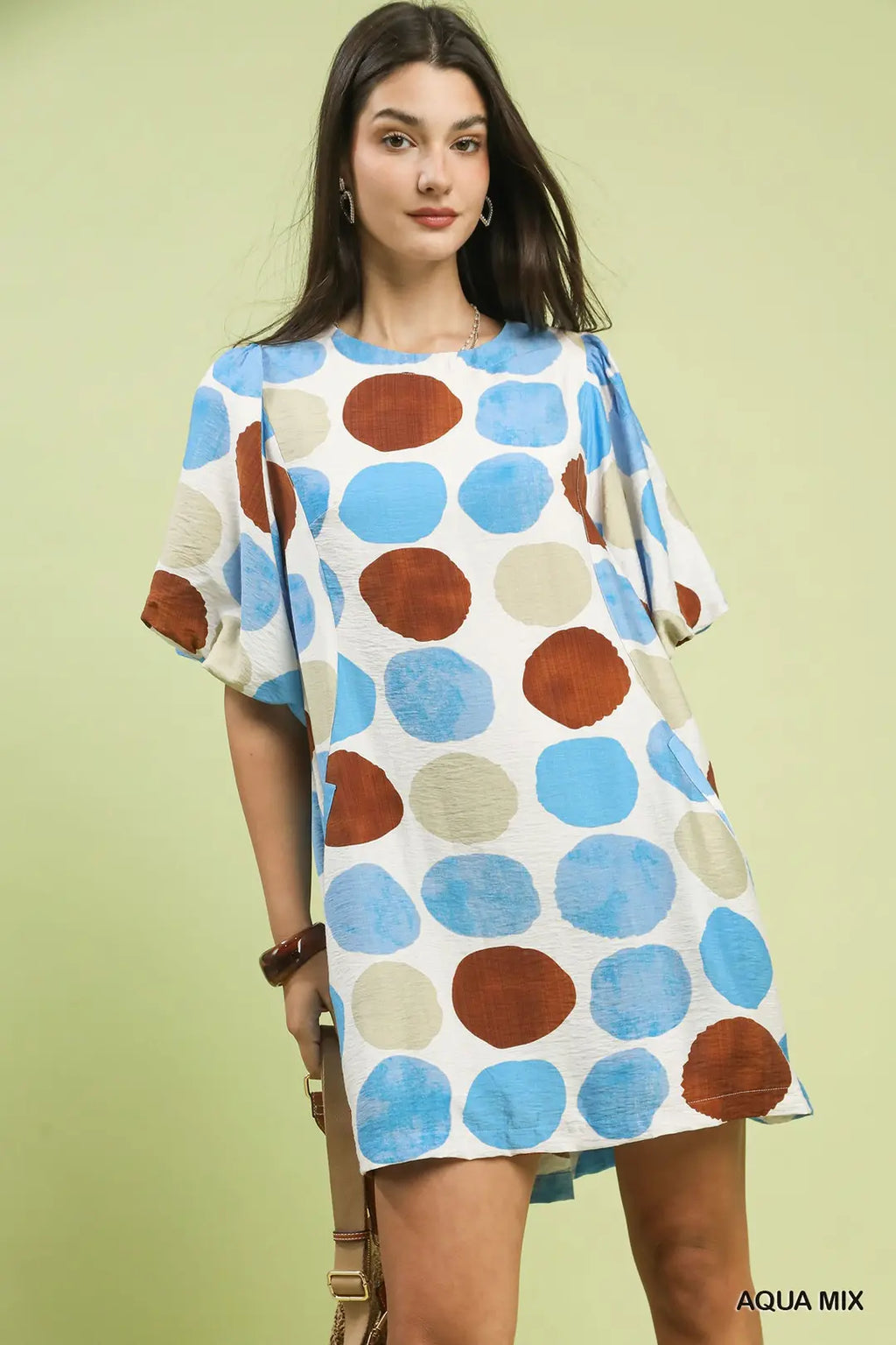 Abstract Dot Bubble Sleeve Dress