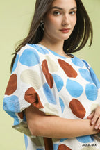 Abstract Dot Bubble Sleeve Dress