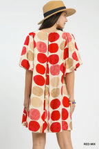 Abstract Dot Bubble Sleeve Dress