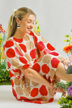 Abstract Dot Bubble Sleeve Dress