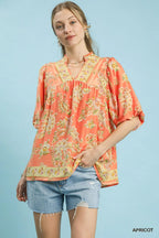 Apricot Floral Boho Blouse