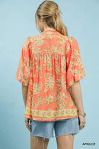 Apricot Floral Boho Blouse