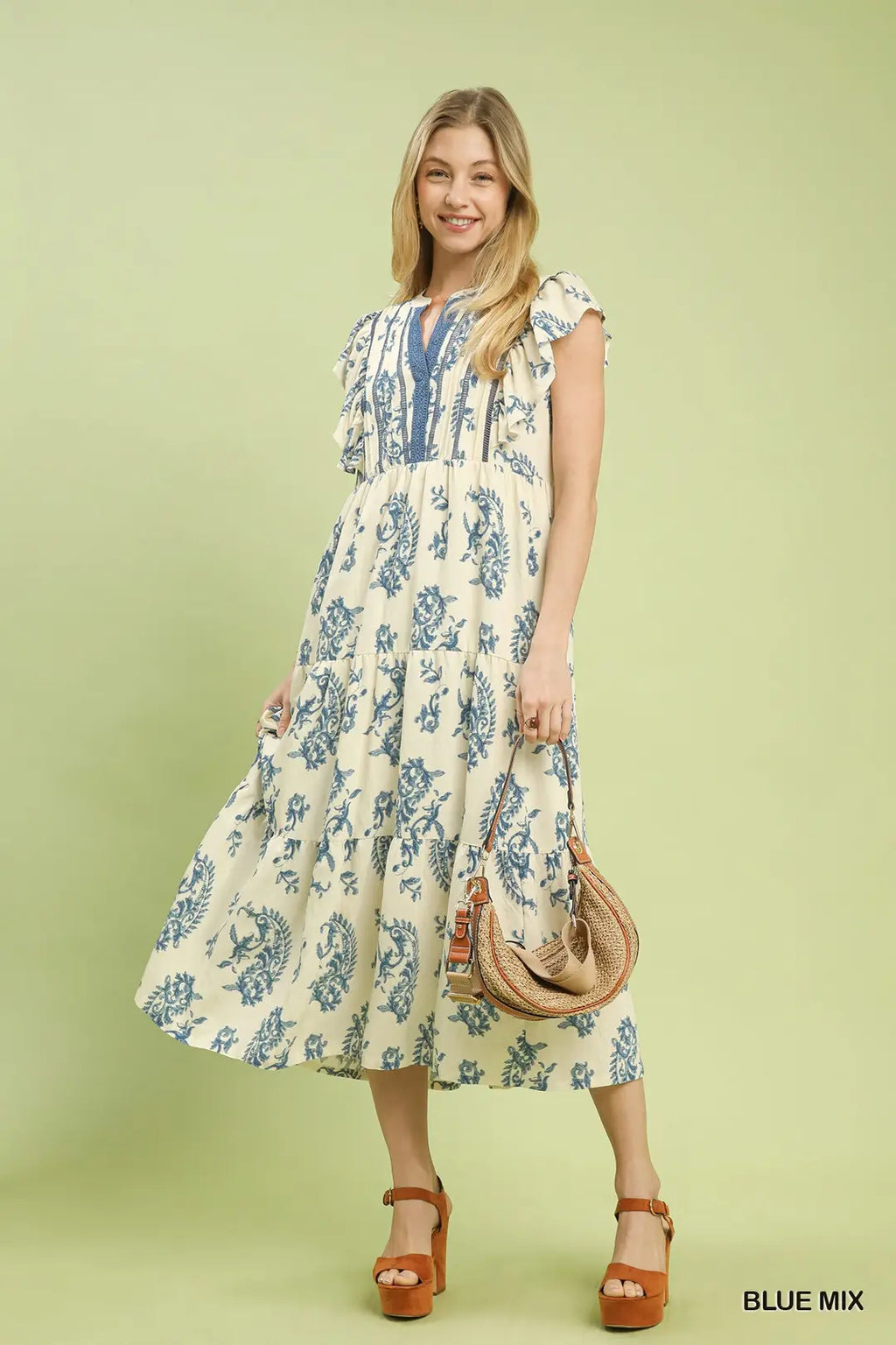 Paisley Print Midi Dress