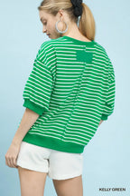 Striped Short Sleeve Pullover Top