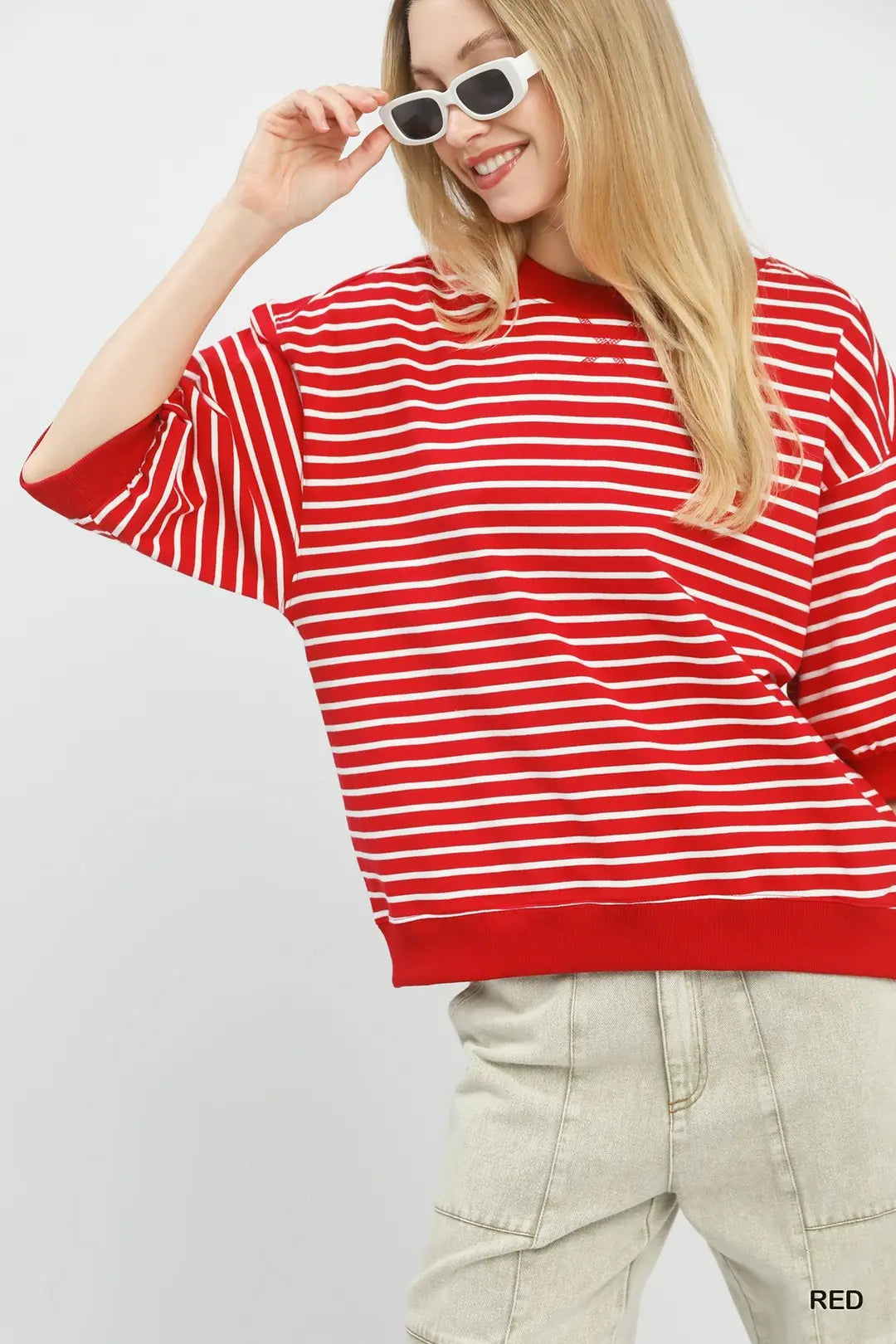 Striped Short Sleeve Pullover Top