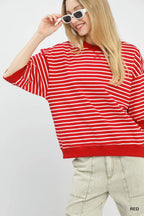 Striped Short Sleeve Pullover Top