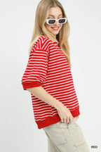 Striped Short Sleeve Pullover Top
