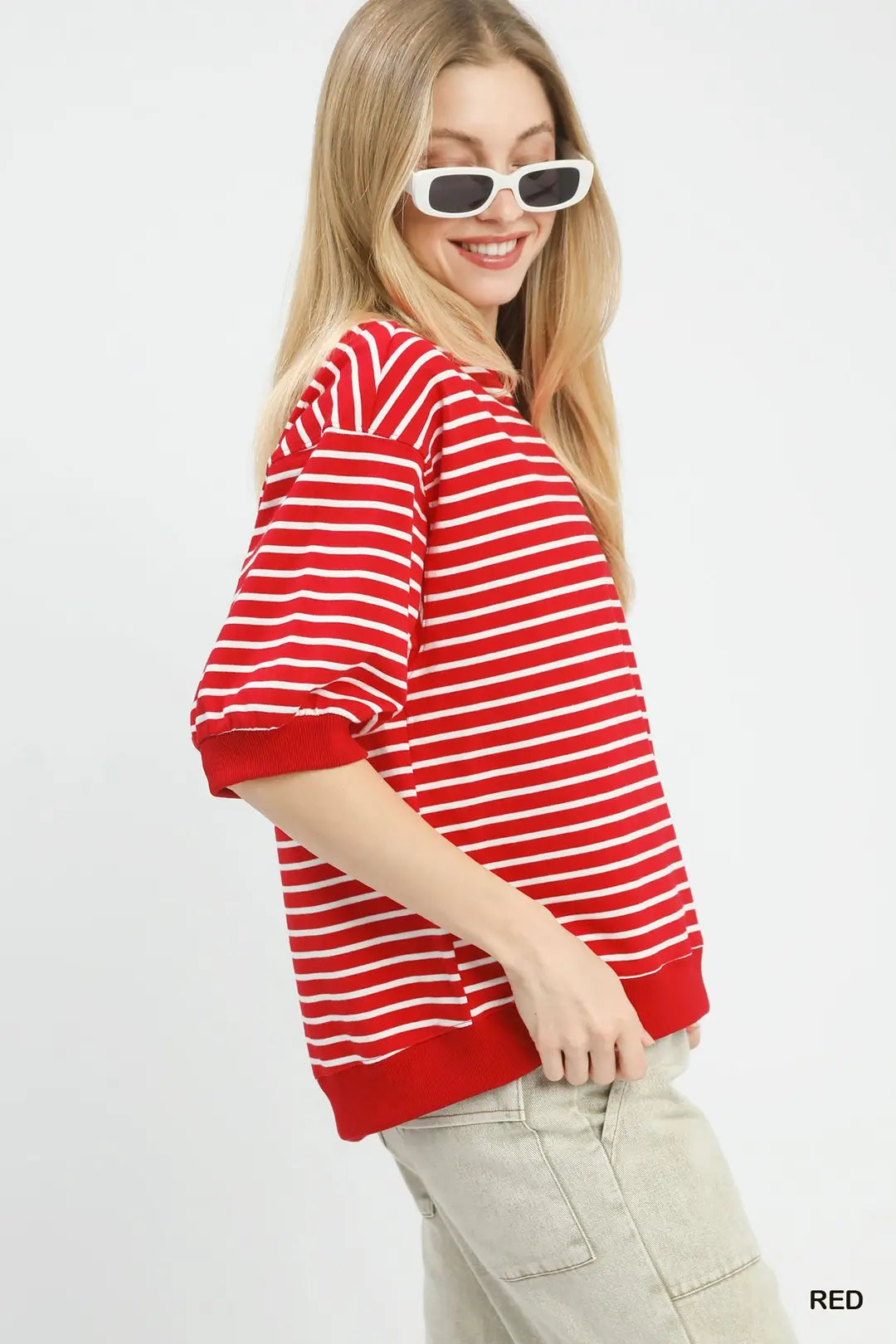 Striped Short Sleeve Pullover Top