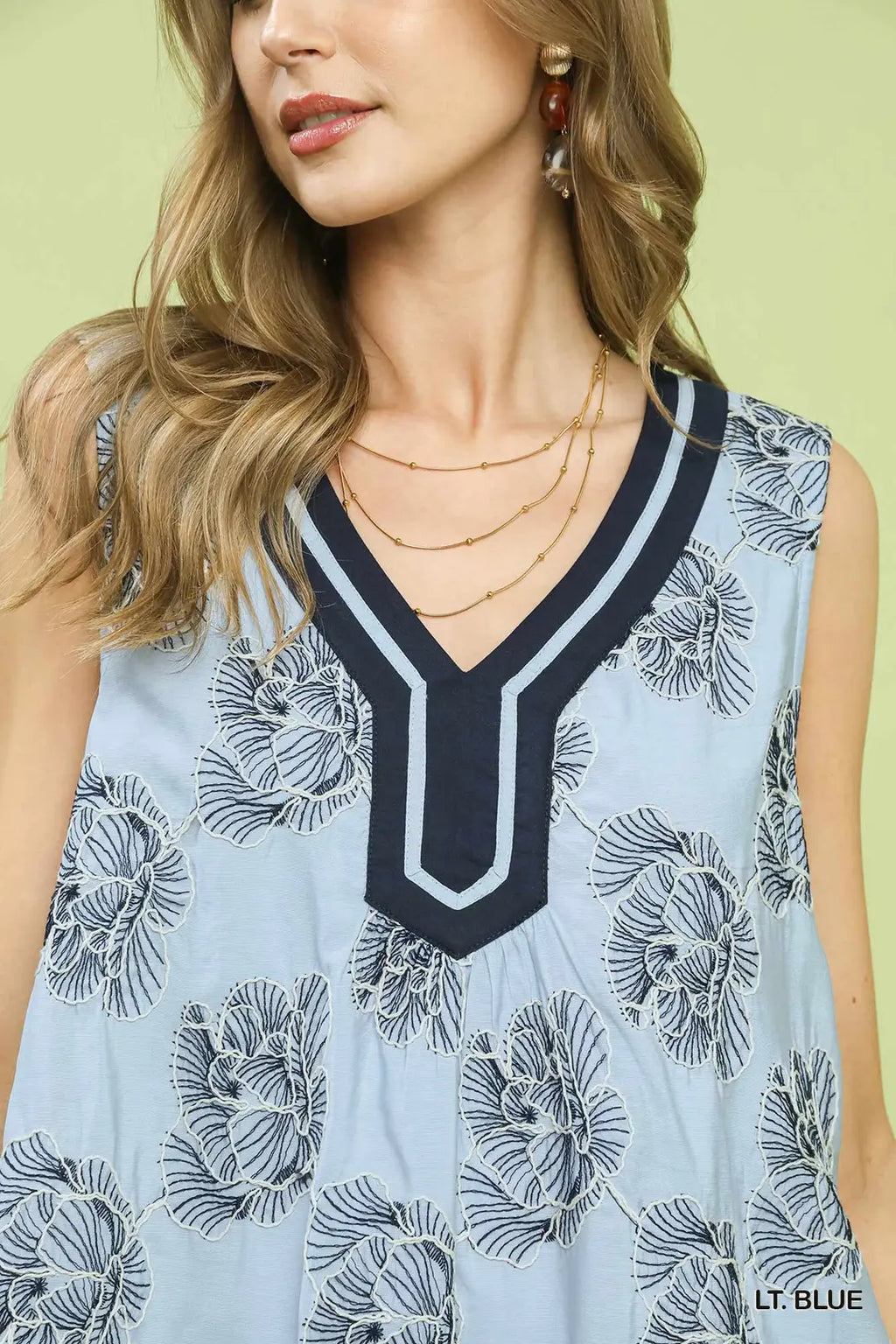 Floral Sleeveless Contrast V-Neck Mini Dress