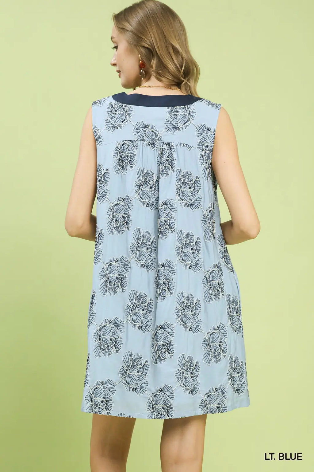 Floral Sleeveless Contrast V-Neck Mini Dress