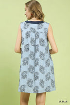 Floral Sleeveless Contrast V-Neck Mini Dress